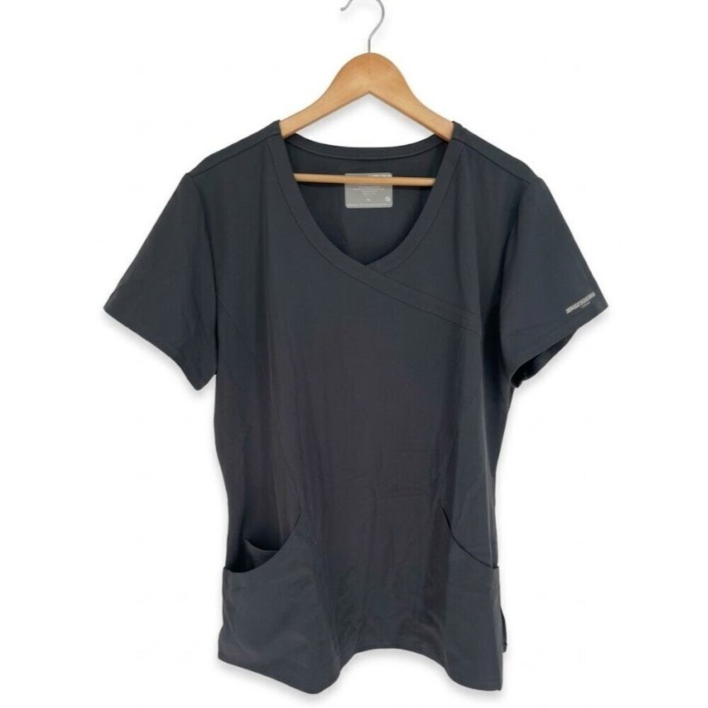Skechers by Barco Scrub Top Women's Size Extra Large Charcoal Normcore